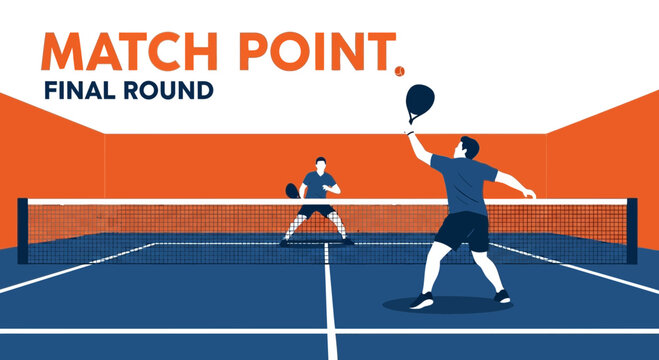 Paddleball Final Match Point Illustration Depicting Sporty People In The Final Round