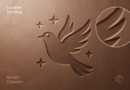 Leather Pressed Logo Mockup &ndash; Debossed Branding Presentation (PSD)