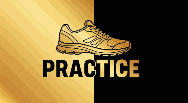 Practice Makes Perfect: Gold Running Shoe Symbolizing Effort And Perseverance