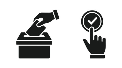 voting ballot box and checkmark hand silhouette © Rajia