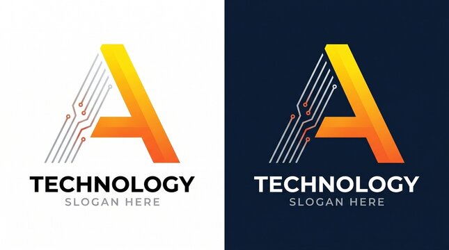 letter A tech style. initial A for technology symbol, internet, system, Artificial Intelligence and computer. inspiration logo design modern.