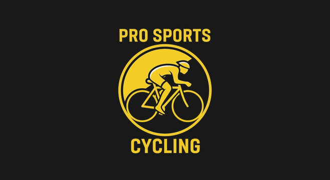 Professional Cycling Emblem Design, Dynamic Athlete Silhouette in Motion, Sports Branding