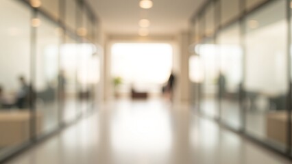 Fototapeta premium Blurred Neutral Office Hallway Background