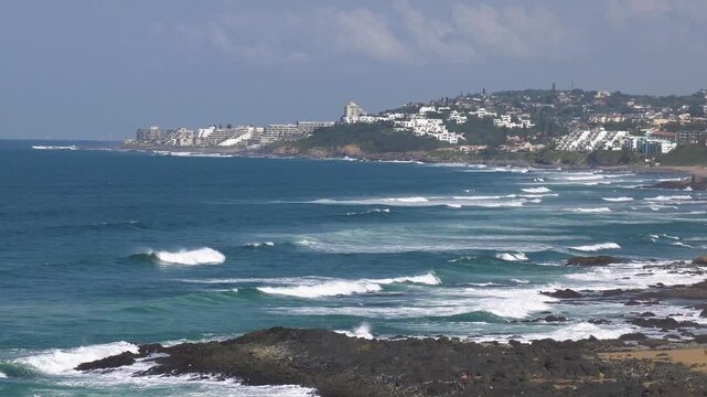 waterfront of Ballito bay, travel destinations, Willard beach , Durban area, South Africa, mountain range