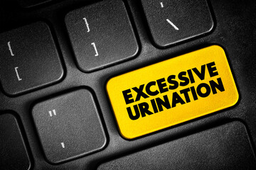 Fototapeta premium Excessive Urination is when you need to urinate many times throughout a 24-hour period, text button on keyboard, concept background