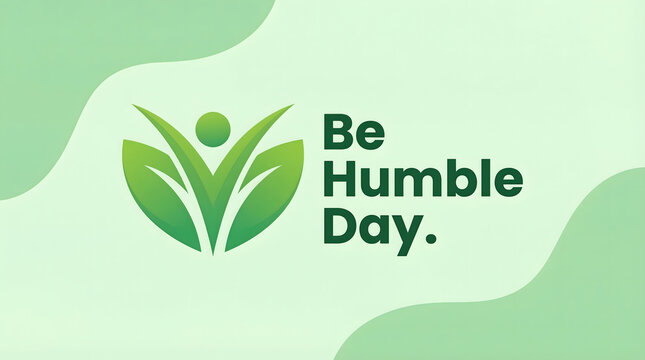 Green graphic design with 'be humble day' text and leafy human figure on light green background