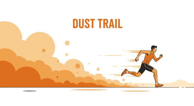 Runner Creates Dust Effect While Sprinting On a Flat Plane Vector Illustration