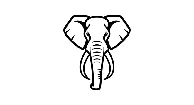 Black and white elephant head drawing.