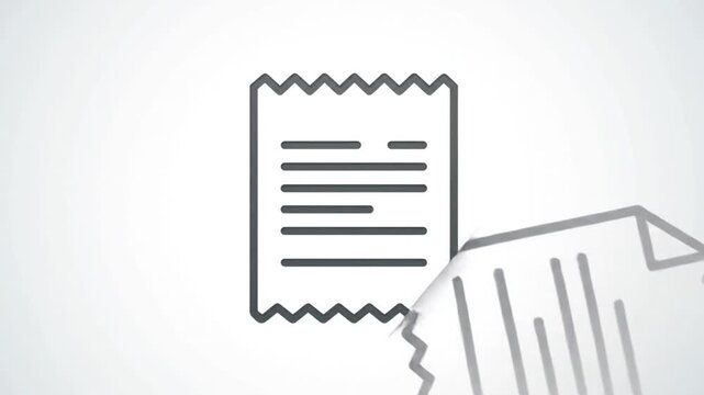 Document Icon Animation: Paper Sheet with Lines Appearing and Tearing