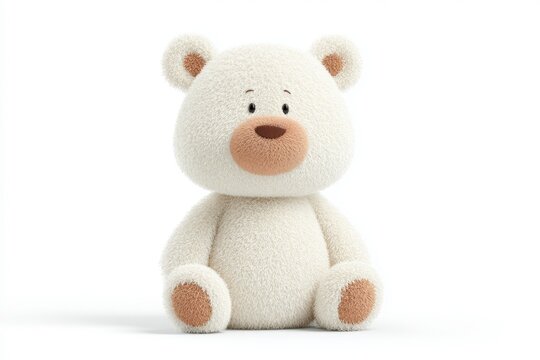 A small white teddy bear sitting on top of a white surface. it is a jellycat bashful bear a soft and cuddly toy that is sure to bring a smile to anyones face.