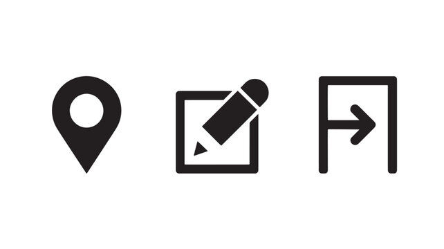 Black Navigation Icons Set For Web Design