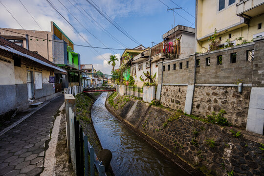 Narrow canal and alleyway in Kota Malang