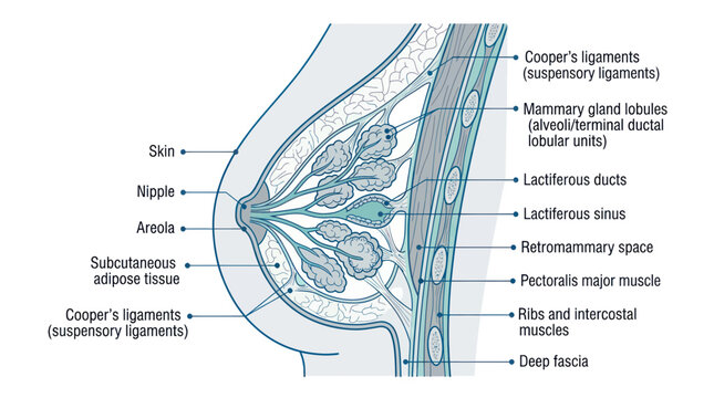 Female Breast Anatomy Diagram - Medical Illustration