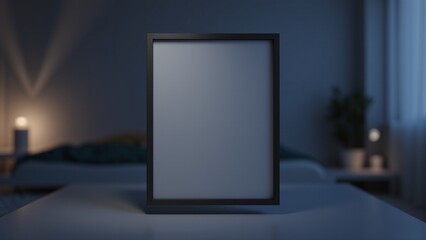 Fototapeta premium Modern 3D Frame Mockup in Cozy Bedroom Interior