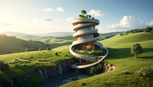 Modern spiral architecture landscape