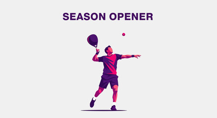 Fototapeta premium Season Opener: The Dynamic Padel Match Illustration in Vibrant Digital Color