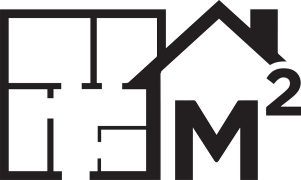 Real estate floor plan square meter symbol icon with property measurement blueprint architecture building illustration residential apartment geometric
