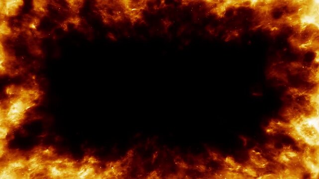 炎のフレームループ（強・アルファ）｜透過背景・火の枠エフェクト