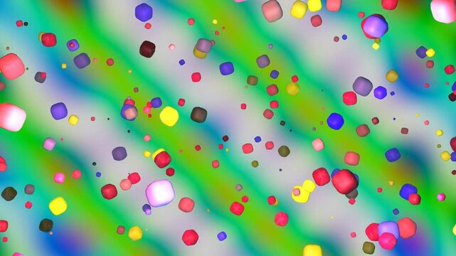 20 seconds seamless looping reverse action dynamic pastel color cube cuboid shapes spinning rotating turning random direction background animation screensaver visualizer hd video
