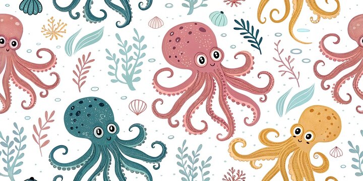 seamless pattern with octopus