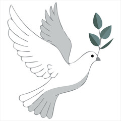 Fototapeta premium White Dove Carrying Olive Branch Vector Illustration Peace Hope Freedom and Unity Symbol