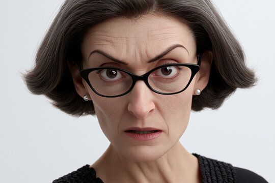 Expression of concern from a woman with glasses