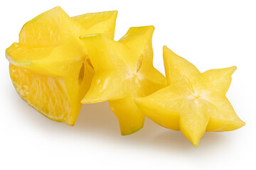 Fototapeta premium Slices of star fruit or carambola isolated on white background with clipping path.