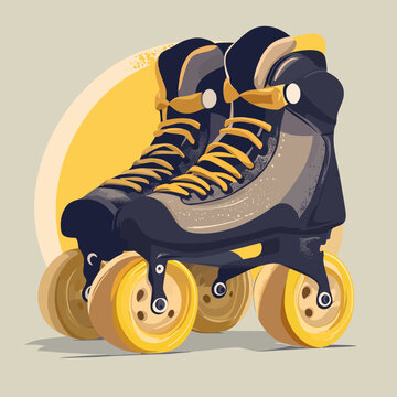 Vintage style inline skates with black and yellow design