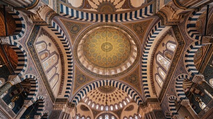 Obraz premium Intricate Architectural Ceiling Design with Ornate Details and Patterns.