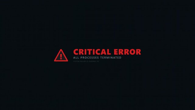 Critical Error Warning Screen with Terminated Processes Notification and Red Alert Icon
