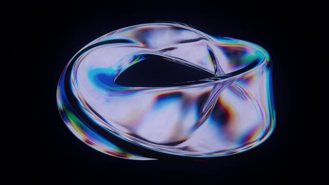 Glass Mobius Strip Infinite Surface Morphing Seamless Loop Animation 3D Render