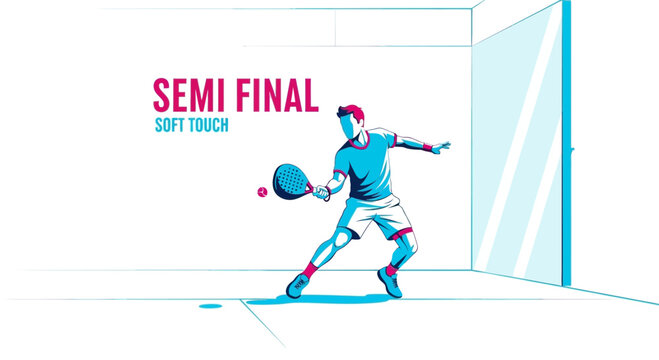 Squash Athlete in Tournament Semifinal, Striking Ball with Powerful Motion and Soft Touch