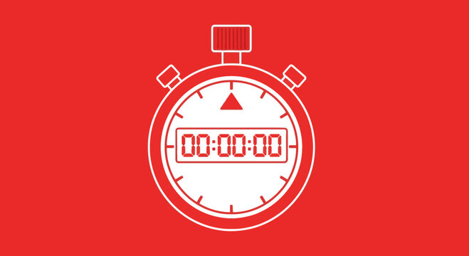 Stopwatch Illustration On Red Background Representing Time Tracking And Management