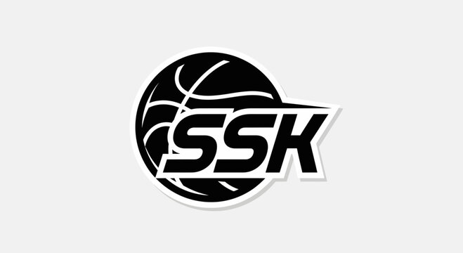 Stylish And Modern Basketball Inspired Logo Icon With SSK Typography And Artistic Rendering