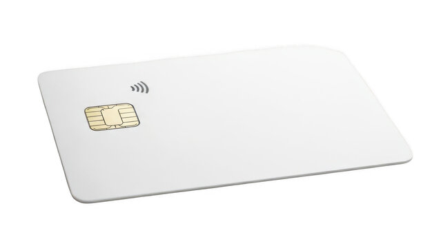 Blank white plastic hotel key card with gold chip and logo