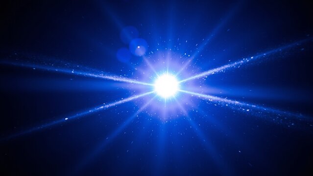 Blue Light Burst with Particles