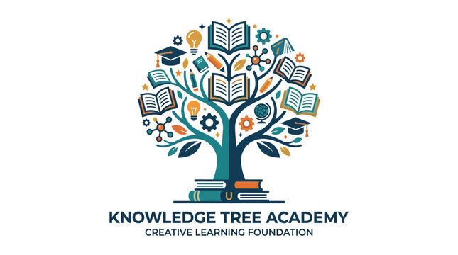 Knowledge Tree Academy Creative Learning Foundation Logo Illustration