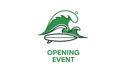 Fototapeta premium Surf Event Launching Logo Design Concept for Sports and Recreation Activities Branding