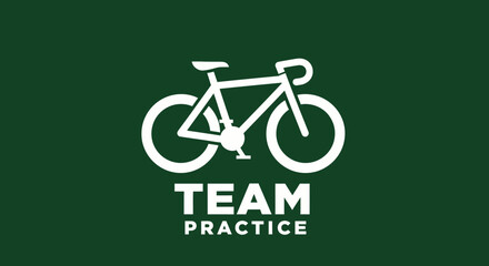 Fototapeta premium Team Practice: Simple Bicycle Symbol in White Over a Green Background Composition