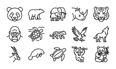 Wild Animal Icons Set: Zoo, Safari, Nature Graphics, Vector Collection © Mushfiq
