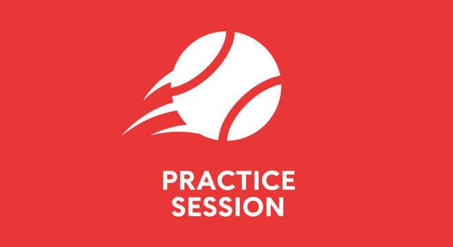 Tennis Practice Session Concept With Visual Tennis Ball And Text, Red Background