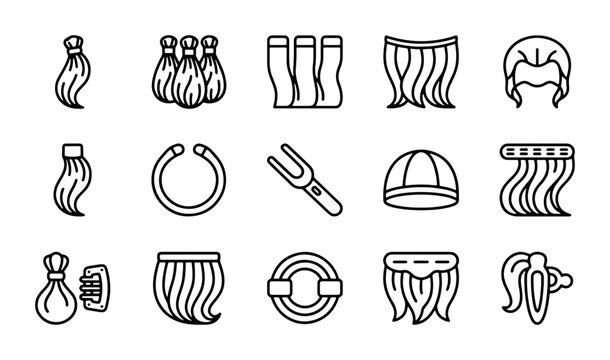 Hairdressing Tools & Styles Vector Icons, Vintage Salon Accessories, Retro Hairstylist Equipment Set