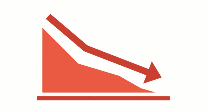 An abstract graphic illustrating a downward trend with an arrow pointing down