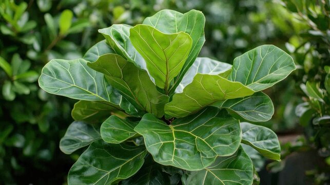 Lush Fiddle-Leaf Fig Leaves in Garden Setting