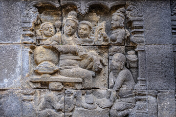 Obraz premium Stone relief carvings at Borobudur Temple