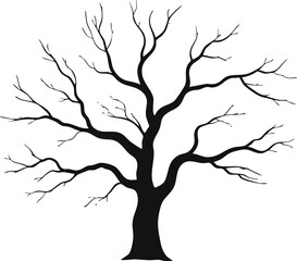 Fototapeta premium Bare Tree Silhouette SVG, Leafless Tree Clipart, Black Tree Vector, Nature Illustration, Cricut Cut File, Laser Cut Design