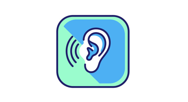 Hearing Perception Icon: Modern Visual Depicting Soundwave and Human Ear in Minimalist Style