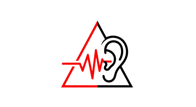 Hearing Innovation Symbol Illustrating Sound Wave and Ear Within a Geometric Configuration