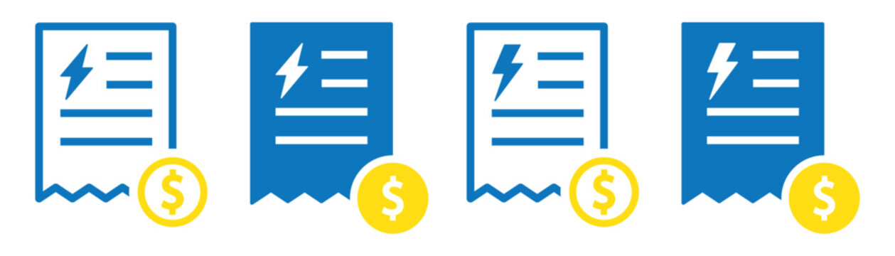 Electricity bill cost file document icon illustration