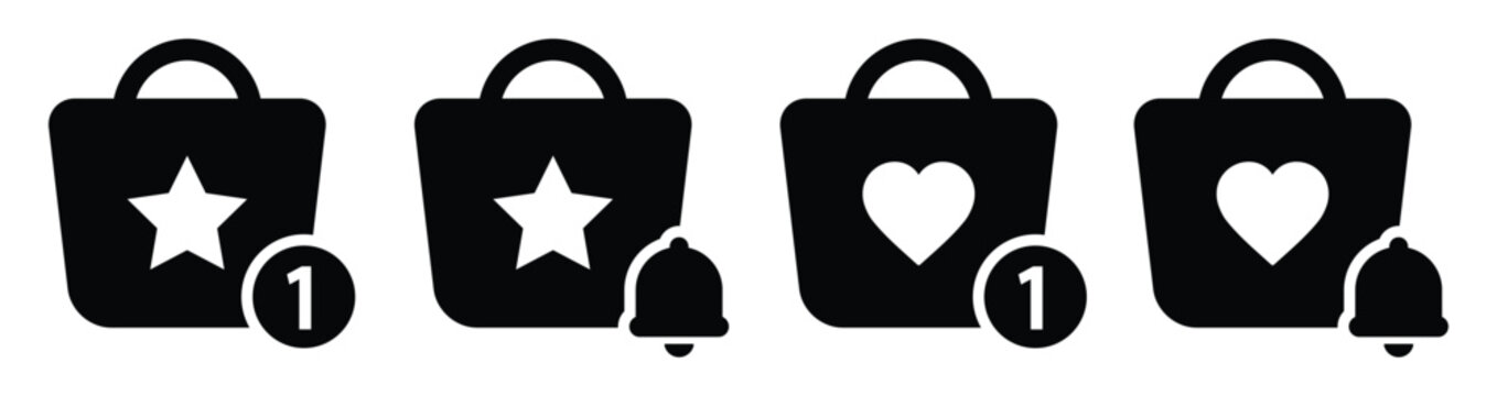 Favorite bag shop notification icon illustration